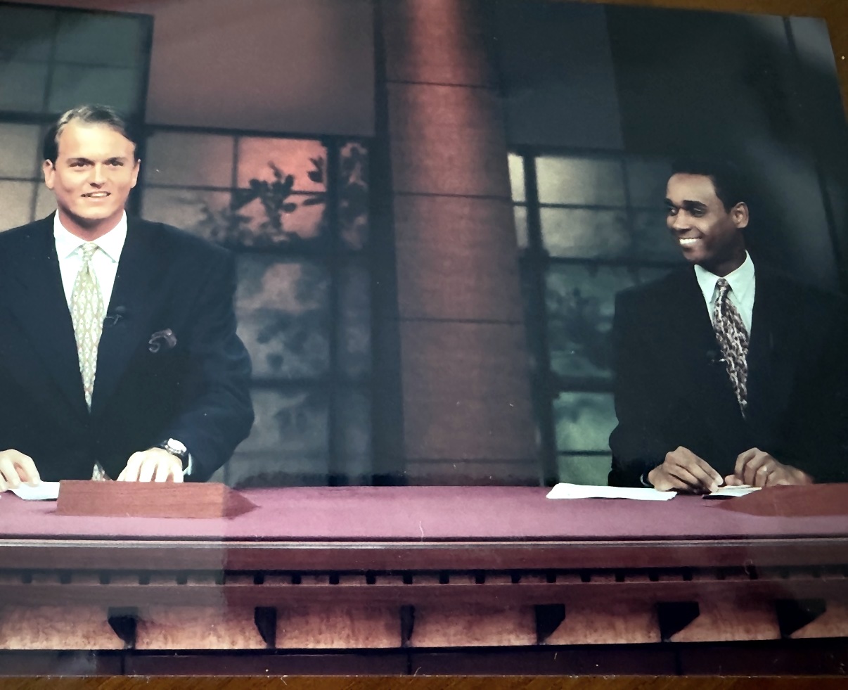 Scott Van Pelt at left and Dwayne Ballen at right co-anchoring at The Golf Channel
